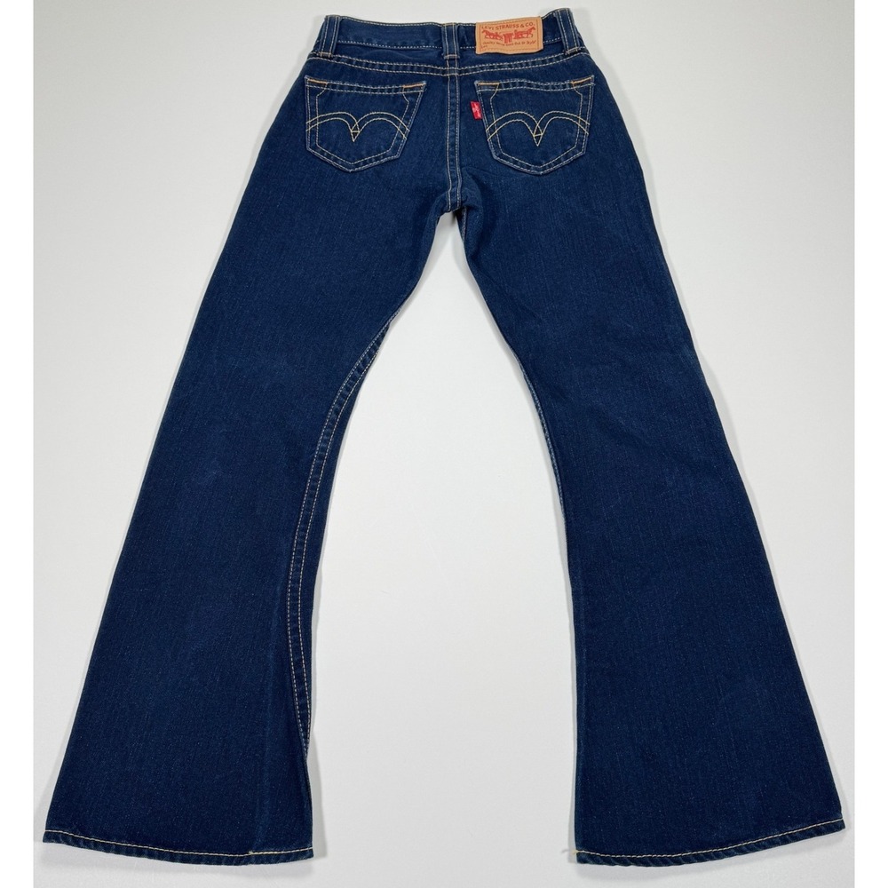 Levi's Tough Boot Bootcut Flare Girls 14 Dark Blue Denim Jeans Type 1